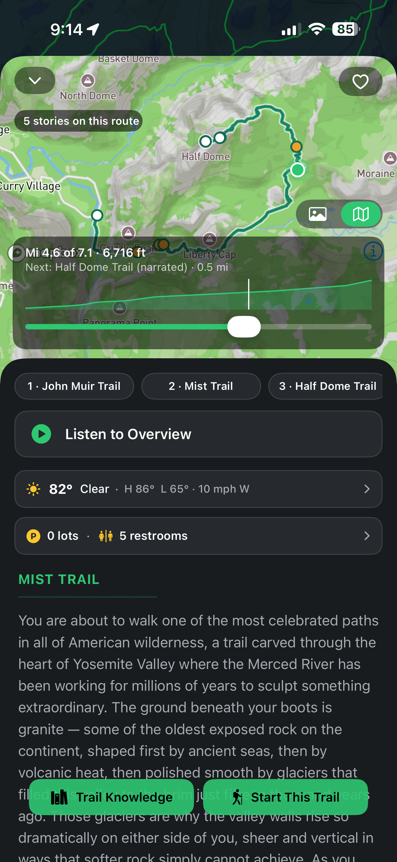 Trail route overview